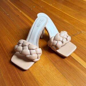 ASOS Wide Fit Women’s Braided Beige Mule Heels Size US 7.5